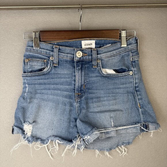 Hudson Valeri Cut Off 1" Cuff Jean Shorts Women’s Size 23 Sexy‎ Distressed Girly - Picture 1 of 10
